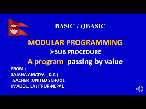 A QBASIC MODULAR PROGRAMMING - SUB PROCEDURE , A PROGRAM PASSING BY VALUE