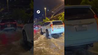 แยกบางนาน้ำท่วมขังบนถนน หลังฝนตกหนักต่อเนื่อง ￼