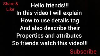 HTML part 16 | How to use details tag || How to use tag properties