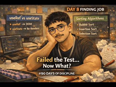 Day 8 I Failed an Assessment… But Didn’t Quit | useTransition, useRef vs useState + Sorting DSA