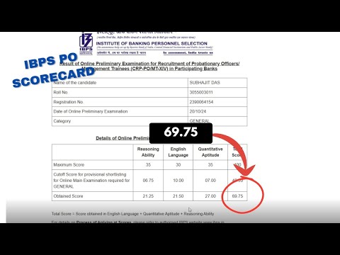 MY IBPS PO SCORECARD‼️SCORE 69.75