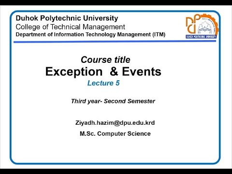 Visual Programming Ziyad Hazim Exception and events