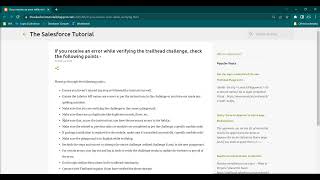 If you receive an error while verifying the trailhead challenge, check the following points