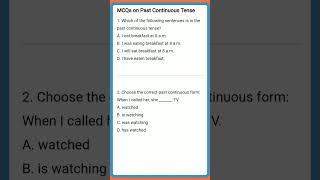 Past Continuous MCQs | Improve English Grammar in Minutes | Rajasthan Chaturth Shreni Bharti 2025