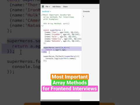 (Q-28) Most important JavaScript Array methods for frontend interviews #javascript #arrays