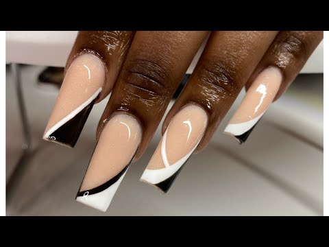 Black and White Abstract Nail Art Set | Acrylic Nail Tutorial | Clarissa Ama