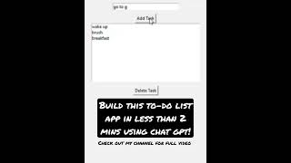 #openai #beginerfriendly #chatgpt #aiprogramming #appdevelopment #todolist #shorts