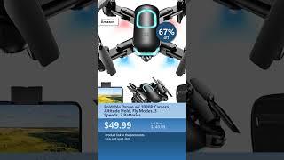 Foldable Drone w/ 1080P Camera, Altitude Hold, Fly Modes, 3 Speeds, 2 Batteries