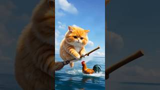 Cute cat saves a hen from drowning #cat #Furryfun #shorts