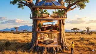 I Turned a Damaged Baobab Tree into a 3-Story Survival Treehouse (ASMR)