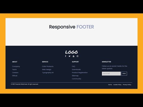 Responsive Footer Website Design using HTML & CSS | Hover effect and Newsletter