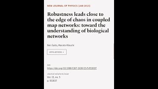 Robustness leads close to the edge of chaos in coupled map networks: toward the under... | RTCL.TV