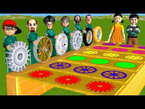 Scary Teacher 3D vs Squid Game Put in Key Wooden Wheel Rolling Challenge Who's Boss