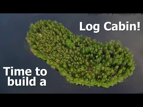 Building a Traditional Log Cabin On Our Island Ep.1 (Surviving off the land + Hand Tool Digging)