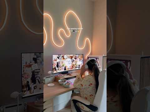 cosy gaming 🙂‍↕️🖥️🎧🧚🏼💫  #cosygaming #homebody #palia #gamingsetup #cosyhome #playpalia