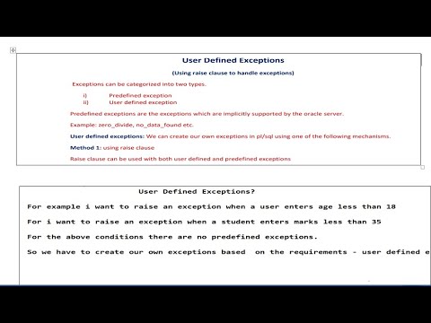 #Creating #userdefined exceptions in pl/sql  #raise clause #predefined versus userdefined exceptions