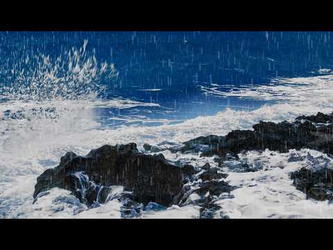 Rain Sounds & Large Crashing Waves for Sleeping
