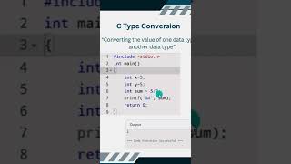 Type conversion in C.  #c #clanguage #programming #interview #typeconversion #cinterviewquestions