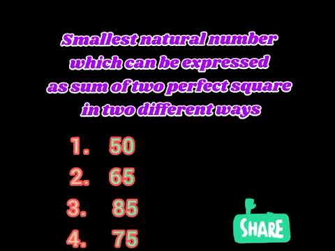 Smallest  number which can be expressed as sum of two perfect square in two diff. ways. #ARK ACADEMY