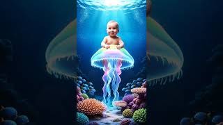 “Baby Riding Glowing Jellyfish 🌈🪼✨”#BabyDream #JellyfishRide #OceanMagic #RelaxingShorts #ASMRShorts