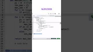 Largest SubArray of 0's and 1's#geeksforgeeks #coding #gfg #python #gfgpotd #gfgsolutions