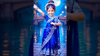 ✨💕Moonlit Princess | Baby Girl Dancing in Royal Blue Saree 🌙💙 #shorts #glowverseai