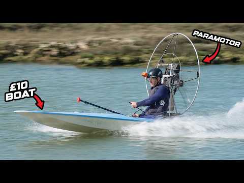 I FITTED A PARAMOTOR TO A £10 BOAT - CHEAPEST SPEED BOAT MODIFICATION!