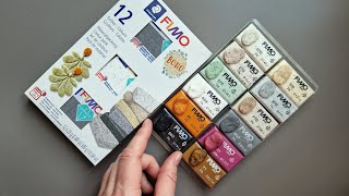 Fimo Boho set \ "Botanical" series \ "Stone" Effect \ "Metallic" Effec \ Polymer clay TEST