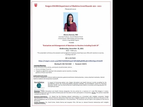 Evaluation and Management of Reactions to Vaccines Including Covid-19