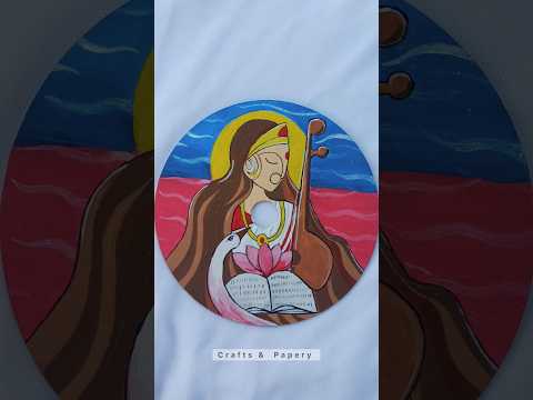 Saraswati Maa CD Disc painting #shorts #short #painting