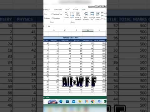 Freez the header only in MS Excel