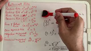 Exponent rules and solutions to exponent expressions part 2