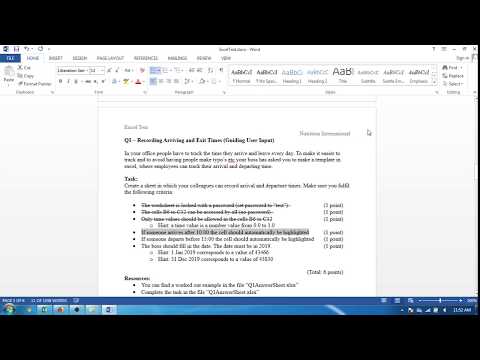 Excel example - protecting worksheet and content