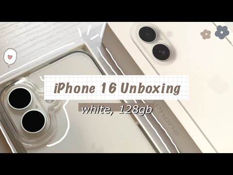 unboxing the iPhone 16 (white) ☁️ | aesthetic phone cases, camera tips, upgrade from the iPhone 11