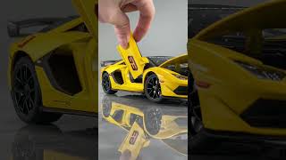Miniature yellow Lamborghini Aventador SVJ63 diecast model car #modelcars #cars #diecast