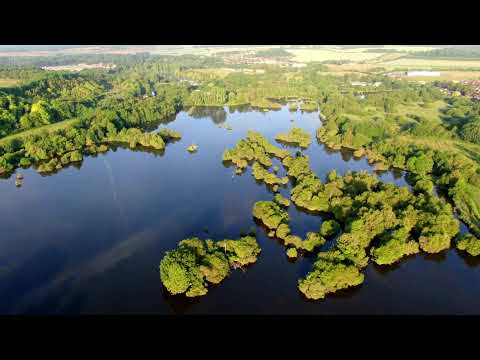 Drone flight over a lake