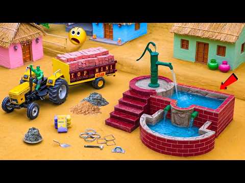 DIY Mini Tractor Builds Hand Pump Construction | Using Bricks | Village Water Supply
