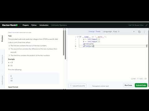 Arithmetic Operator | HackerRank Solution in Hindi | Python Tutorial for Beginners