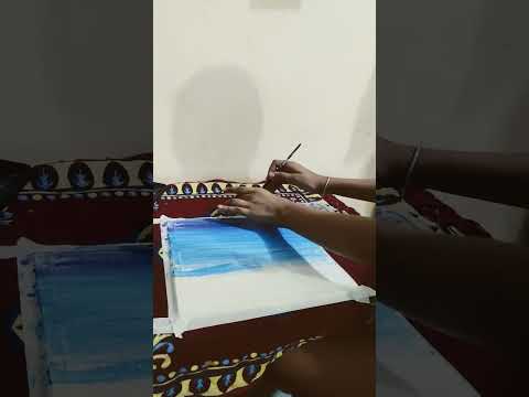 My first painting on canvas#painting #sunset #art#my colors setup
