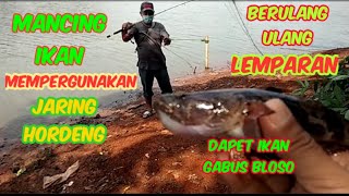 Mancing ikan, pakai joran jaring hordeng, berulang ulang lempar