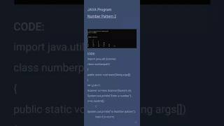 Number Pattern In Java  |  Part 2 #shorts #java #patternprogram #codingshortvideo #javaforbeginners