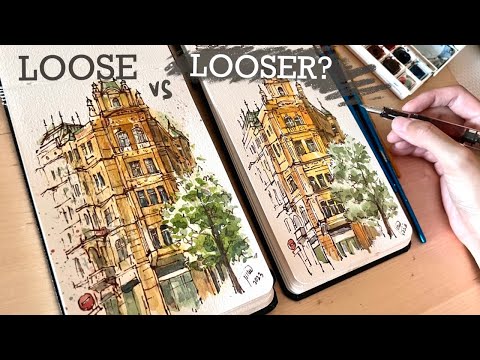 One building, two sketching techniques| Ink & watercolor tutorial