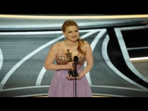 Jessica Chastain wins the Academy Award for Best Actress in The Eyes of Tammy Faye
