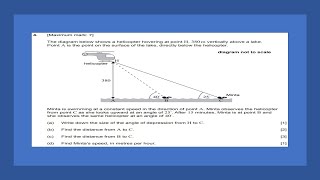 AI SL: Trigonometry example 5 (Angle of depression)(Paper 1 TZ2 May 2021)