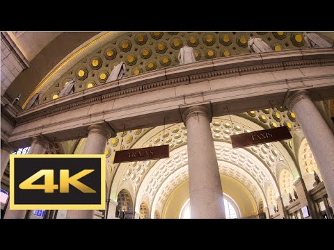 American Train Station Walking Tour in 4K: Union Station in Washington D.C. (2020)