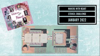 Makers With Heart Stencil Challenge (with Colored Texture Paste & Embossing)