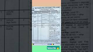 ❤🔥💥Muthaiyah Polytechnic Hiring🔥💥💥