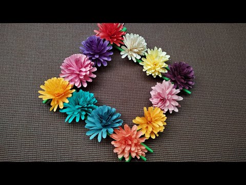 Make a beautiful flower wall hanging using colour papers | DIY Wall Decor Ideas | Paper flower craft