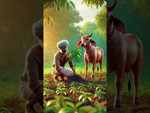 Farmer and cow planted a mango tree. #ai #cartoon #ytshorts #story #aianimation