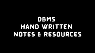DBMS Handwritten Notes & Resources